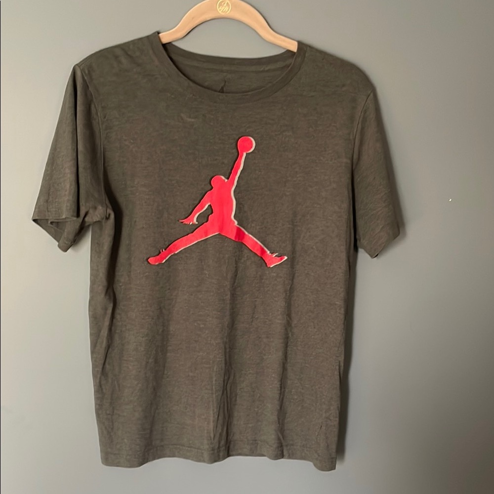 Jordan Olive Tee with Red Logo